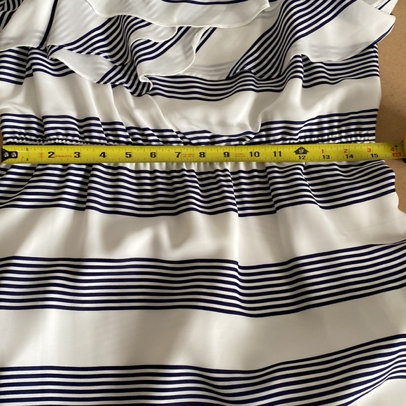 Cremieux Dress. Full Length. White/Blue Stripes. Fully lined. Large - Picture 11 of 13